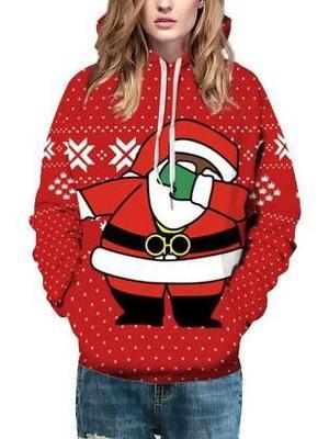 Santa Claus Pattern Street Fashion Digital Printing Couple Loose Sweater