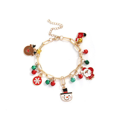 Christmas Soft Pottery Snowflake Elk Bell Bracelet