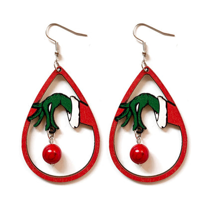 Christmas Acrylic Stitching Grinch Earrings For Women
