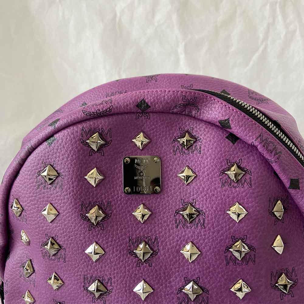 MCM Visetos Large Sprinkle Stud Stark Backpack Purple