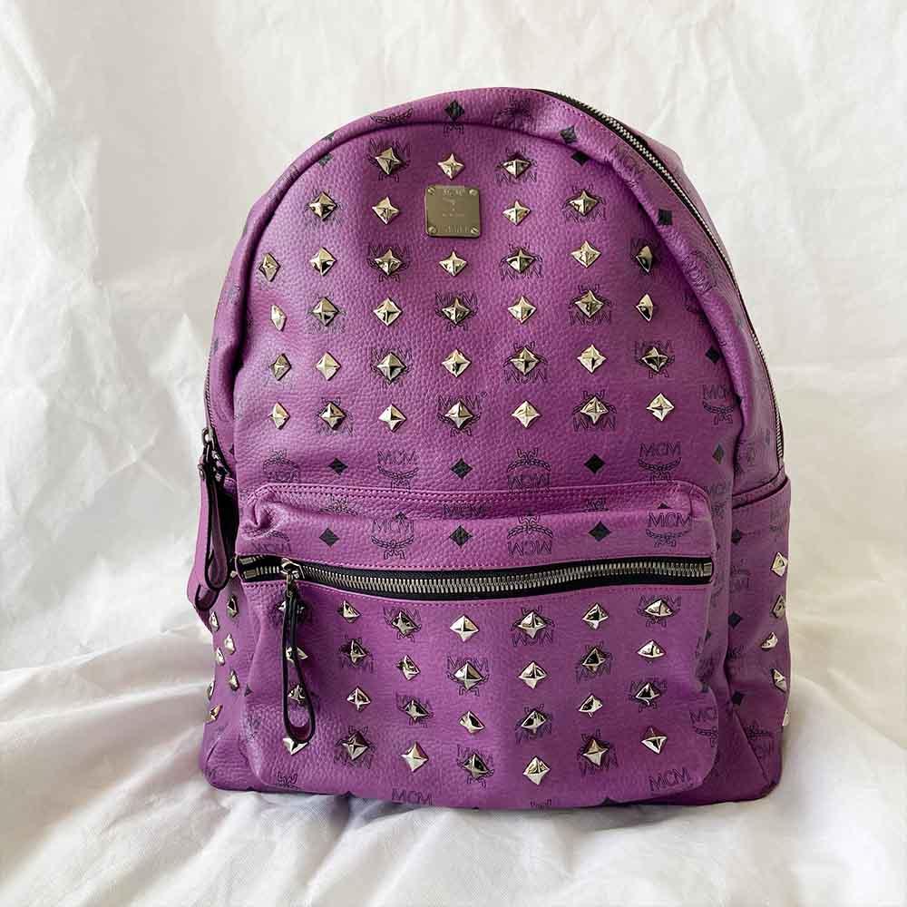 MCM Visetos Large Sprinkle Stud Stark Backpack Purple