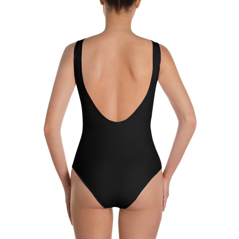Black Print Thai Elephant One-Piece Swimsuit