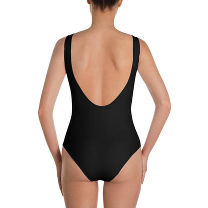 Black Print Thai Elephant One-Piece Swimsuit