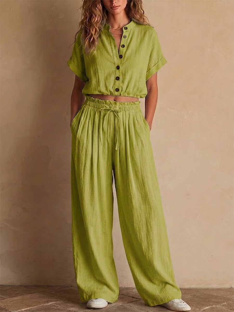 Crinkled Linen Two Piece Set