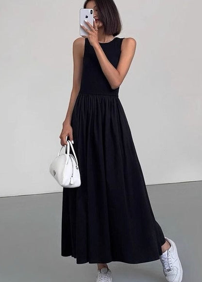 Flowy Maxi Dress White Sleeveless Lightweight Fabric