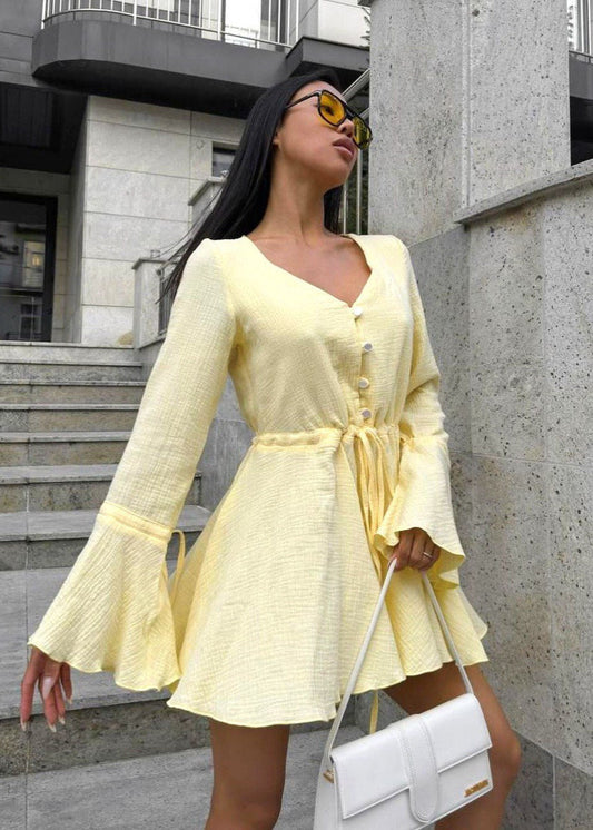 Ruffle Sleeve Mini Romper Lightweight Cotton