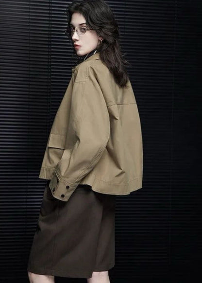 Minimal Utility Jacket Woven Polyester Khaki