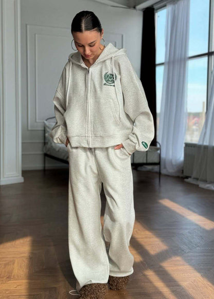 Cotton Blend Hoodie And Wide Leg Lounge Set