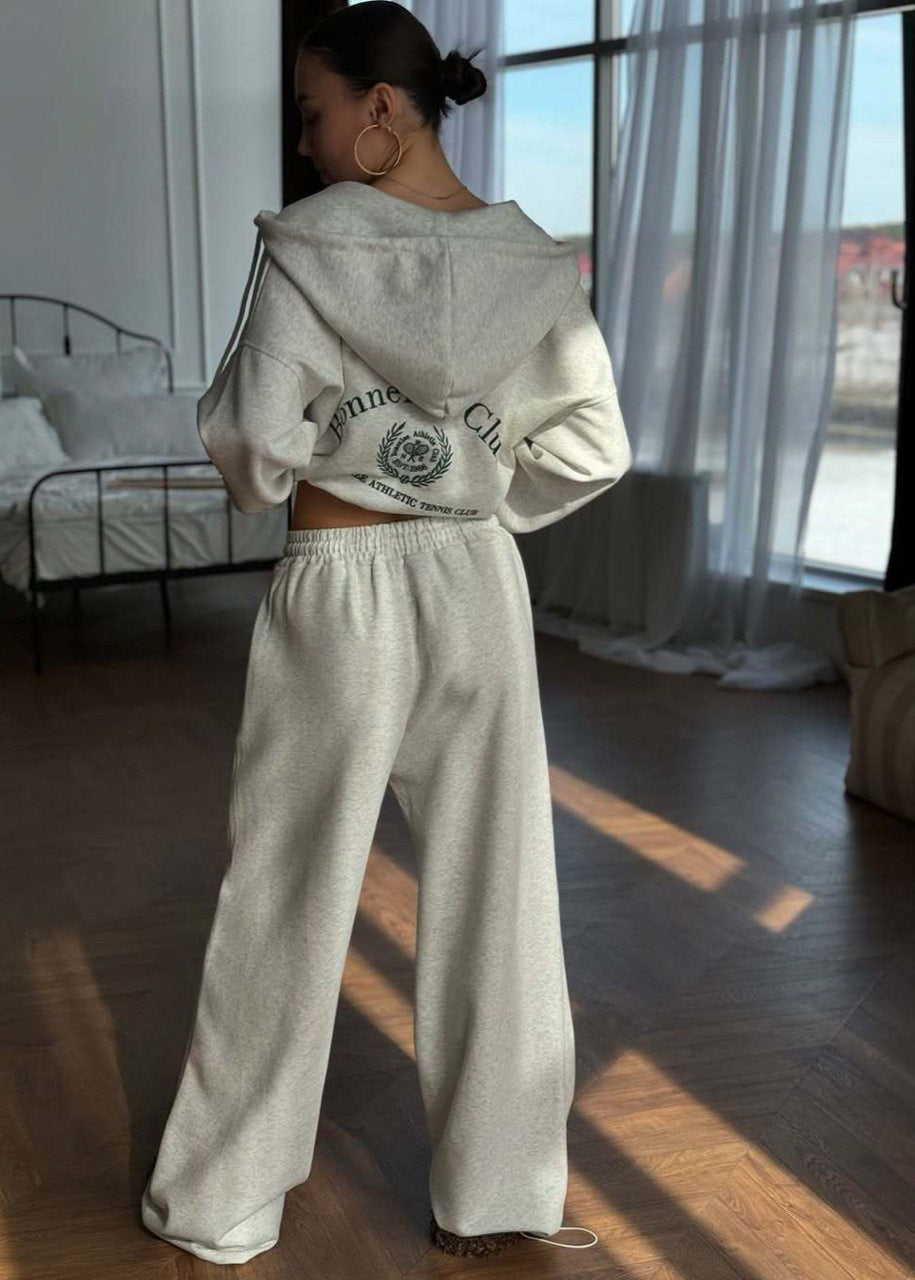Cotton Blend Hoodie And Wide Leg Lounge Set
