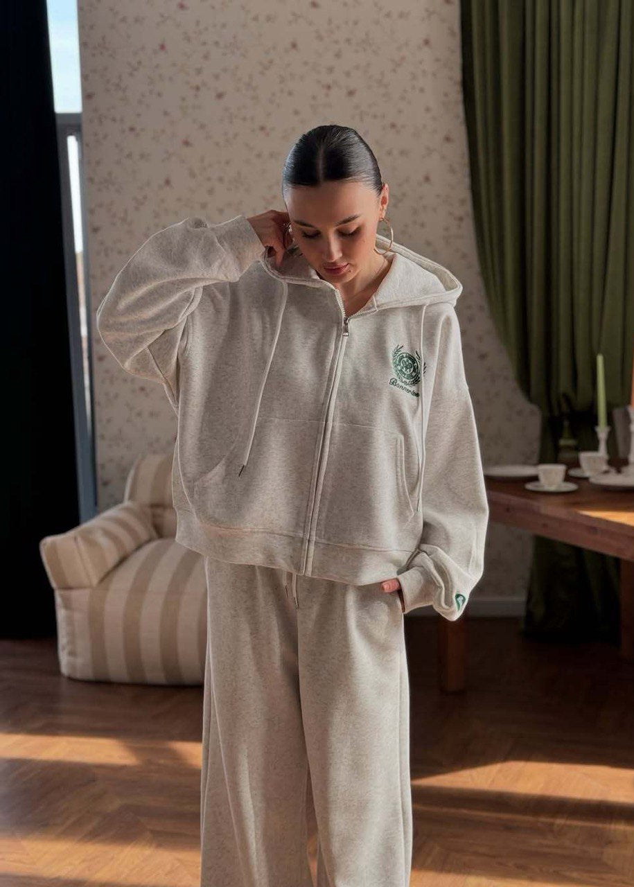 Cotton Blend Hoodie And Wide Leg Lounge Set