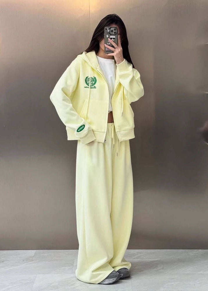 Cotton Blend Hoodie And Wide Leg Lounge Set