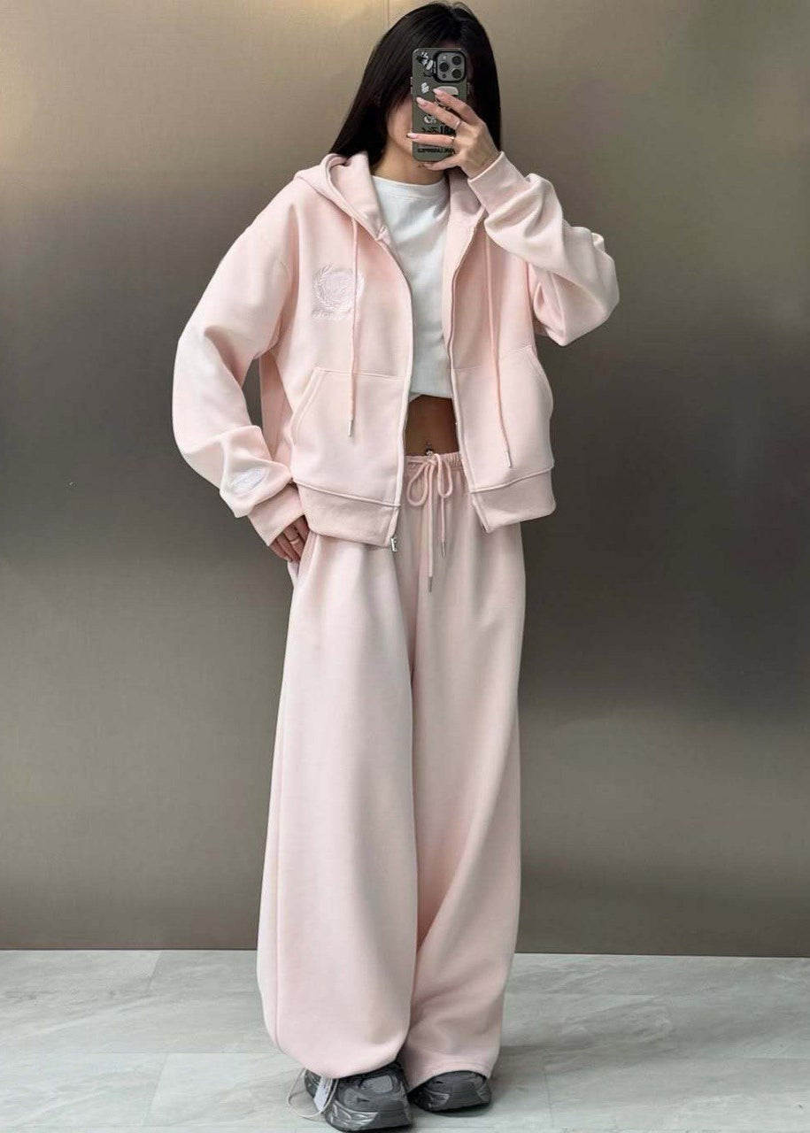 Cotton Blend Hoodie And Wide Leg Lounge Set