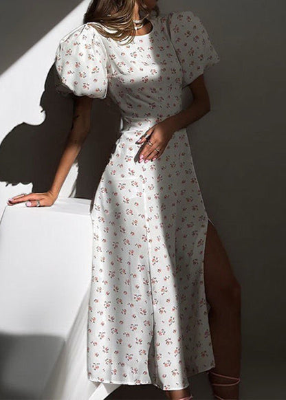 Ivorie Floral Cutout Puff Sleeve Dress