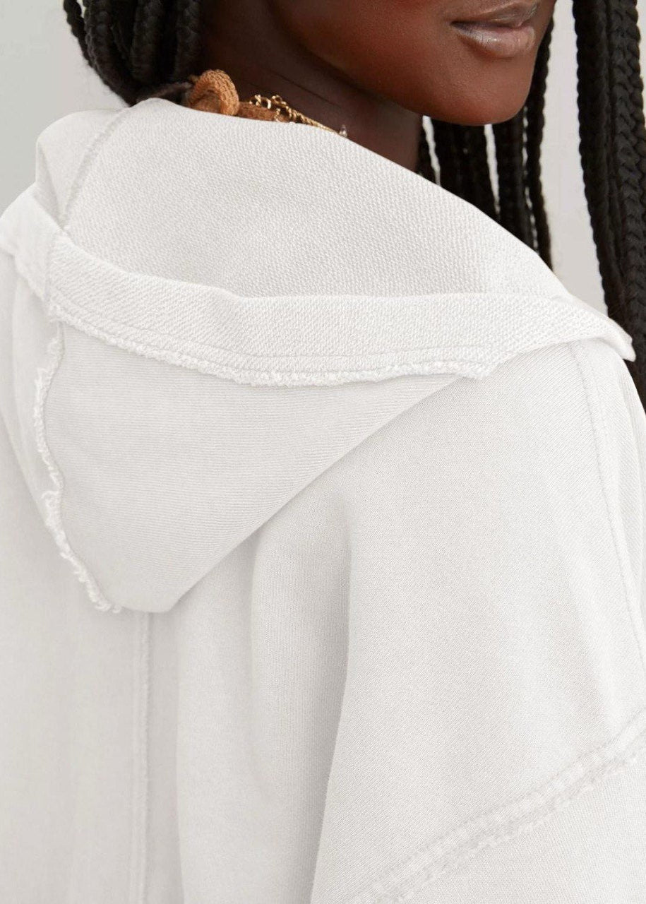 Cropped Hoodie Pullover Heavyweight Cotton Relaxed Fit