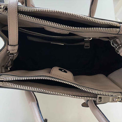 Prada Grey Leather Top Handle Khaki Bag