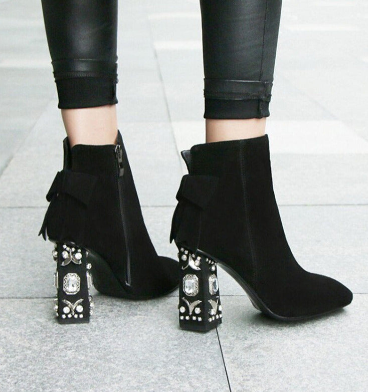 Yinna Crystal Suede Heels