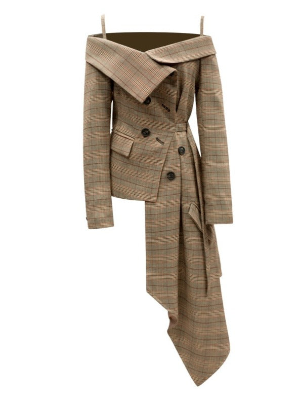 Sandi Checkered Asymmetrical Jacket