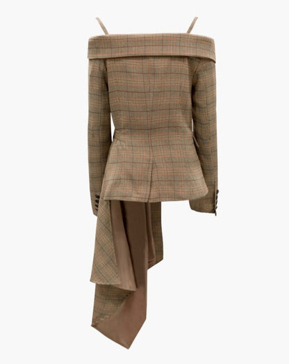 Sandi Checkered Asymmetrical Jacket