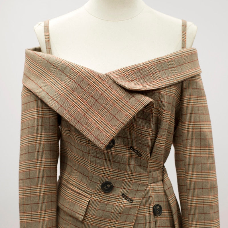 Sandi Checkered Asymmetrical Jacket