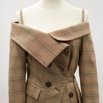 Sandi Checkered Asymmetrical Jacket