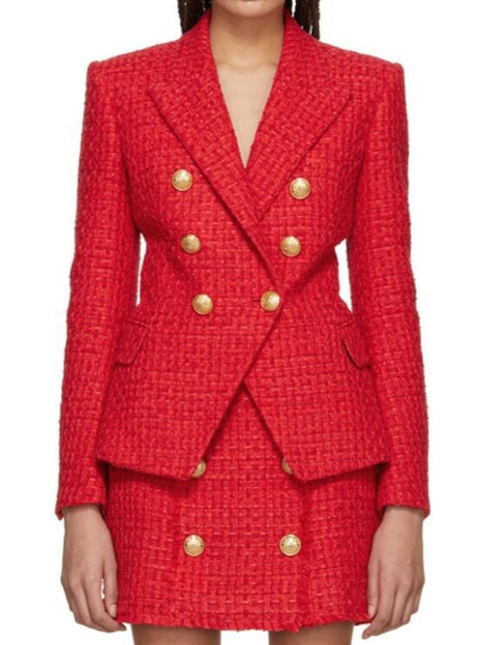 Double Breasted Tweed Blazer
