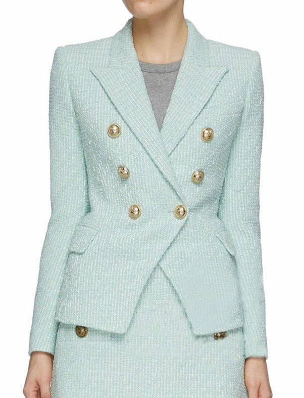 Sandra Mint Tweed Blazer
