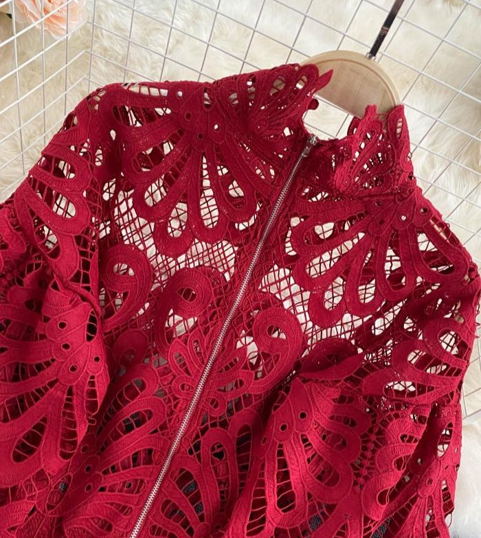 Vintage Crop Red Blouse
