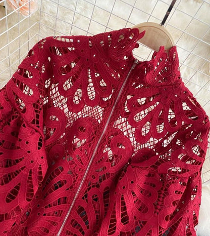 Vintage Crop Red Blouse
