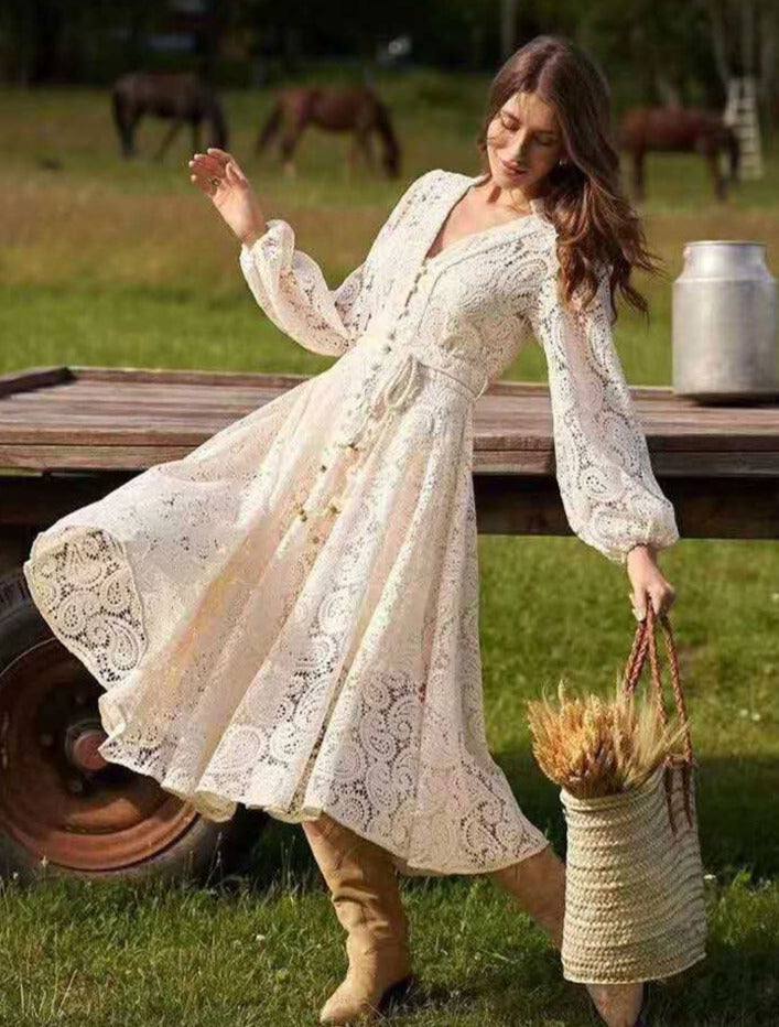 Anita Patchwork V-Neck Dress
