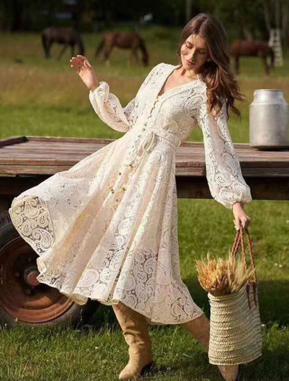 Anita Patchwork V-Neck Dress