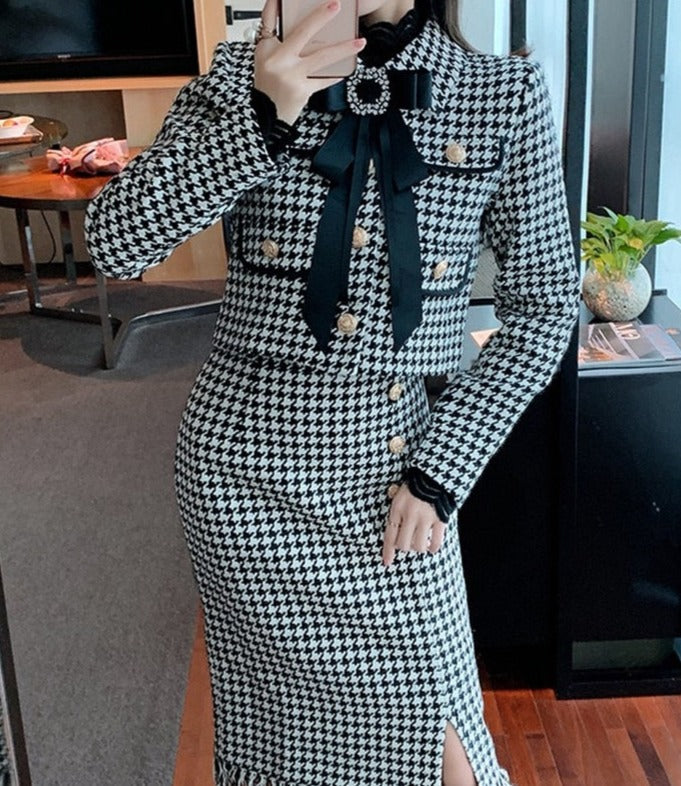 Sharon Tweed Skirt & Blazer Set