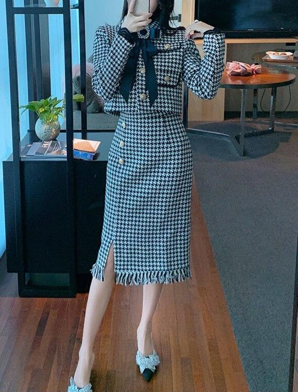 Sharon Tweed Skirt & Blazer Set