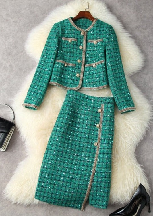 Polly Tweed Sequins Blazer & Skirt