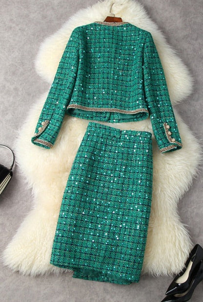 Polly Tweed Sequins Blazer & Skirt