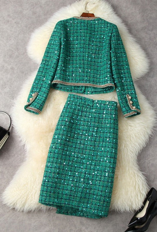 Polly Tweed Sequins Blazer & Skirt