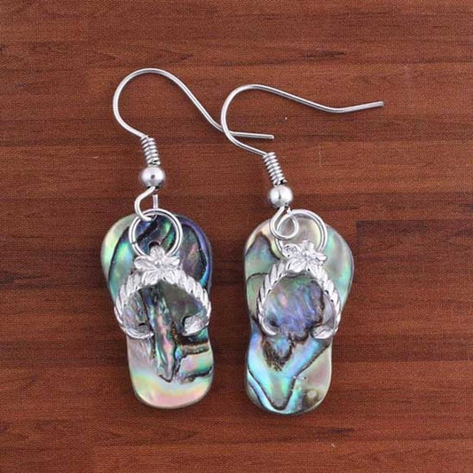 Kraft-Beads Unique Silver Plated Slipper Shape Abalone Shell Earrings For Women Fashion Jewelry