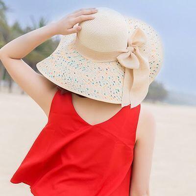 Large Brim Dots Floppy Hat Sun Hat Beach Women Hat Foldable Summer Uv Protect Travel Casual Hat Female