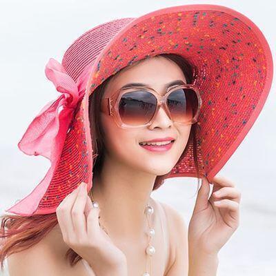 Large Brim Dots Floppy Hat Sun Hat Beach Women Hat Foldable Summer Uv Protect Travel Casual Hat Female