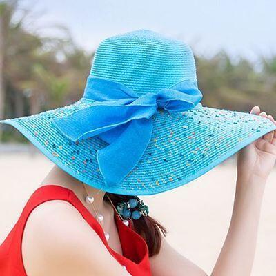 Large Brim Dots Floppy Hat Sun Hat Beach Women Hat Foldable Summer Uv Protect Travel Casual Hat Female