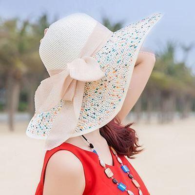 Large Brim Dots Floppy Hat Sun Hat Beach Women Hat Foldable Summer Uv Protect Travel Casual Hat Female