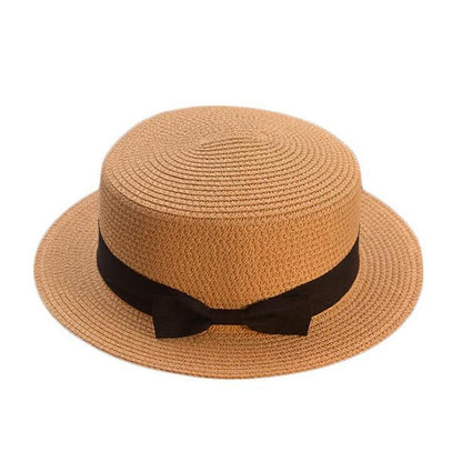 Fashion Sun Hat Cute Bow Sun Hats  Hand Made Women Straw Cap Beach Big Brim Hat Casual Summer Cap