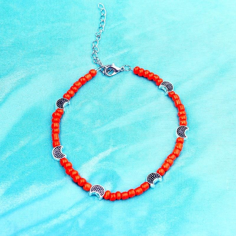 Bohemia Beads Vintage Leather Rope Leg Anklet Moon Sun Charm Beach Jewelry