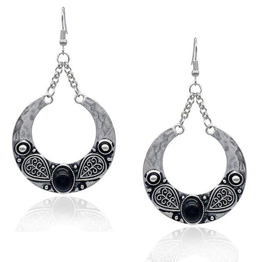 Ethnic Vintage Carved Large Circle Antique Drop Dangle Earrings