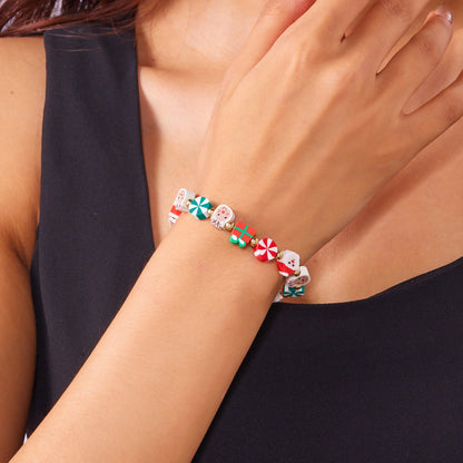 Christmas Women Soft Pottery Beaded Bracelet