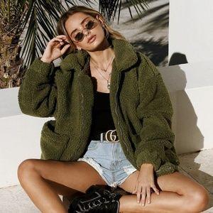 Loose Padded Warm Lamb Lamb Leisure Lapel Double Pocket Coat
