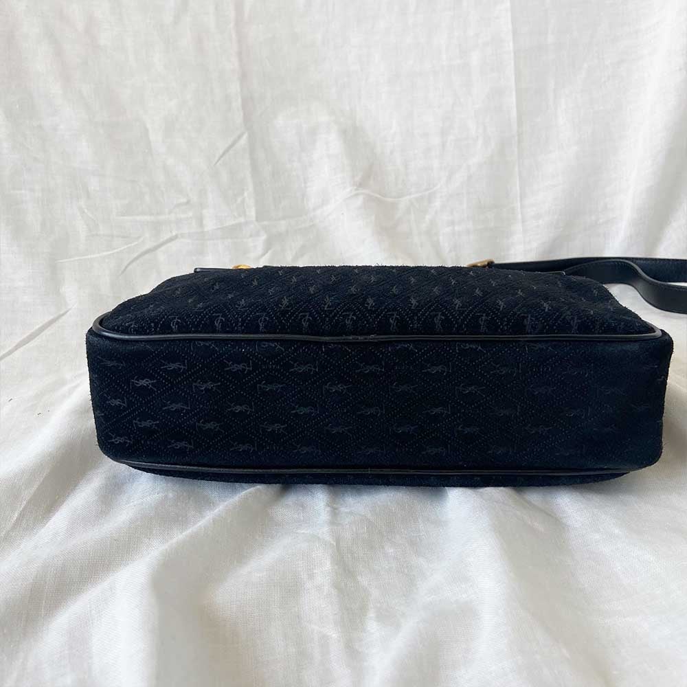Saint Laurent Monogram Debossed Suede Camera Crossbody Bag