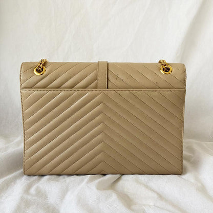 Saint Laurent Nude Matelasse Large Cassandre Flap Bag