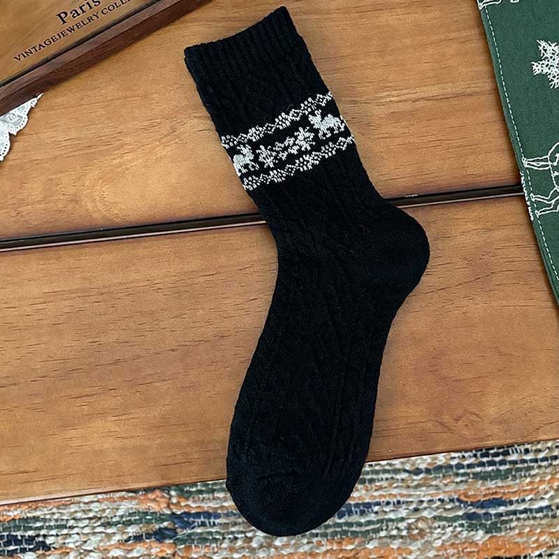 Christmas Reindeer Vintage Thermal Crew Socks