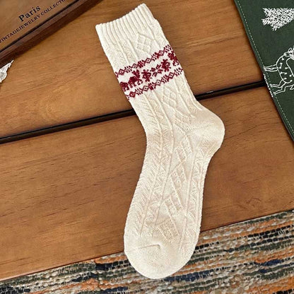 Christmas Reindeer Vintage Thermal Crew Socks