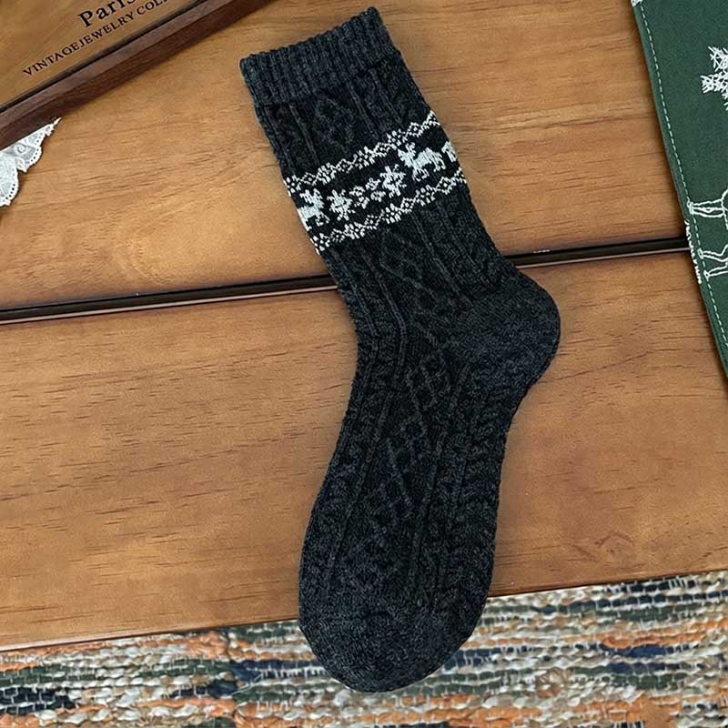 Christmas Reindeer Vintage Thermal Crew Socks